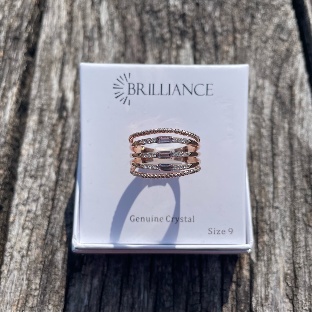 7, 8, 9 NWT brilliant genuine crystal rose gold plated ring - Picture 7 of 12